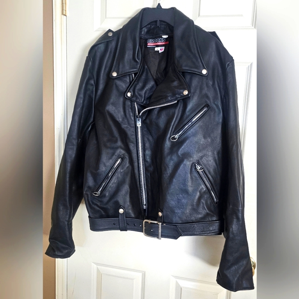 Brooks vintage black leather jacket